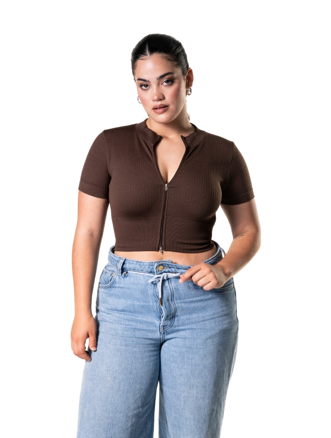 Ribbed Zip Crop Top – Sportlich, formend & mega bequem