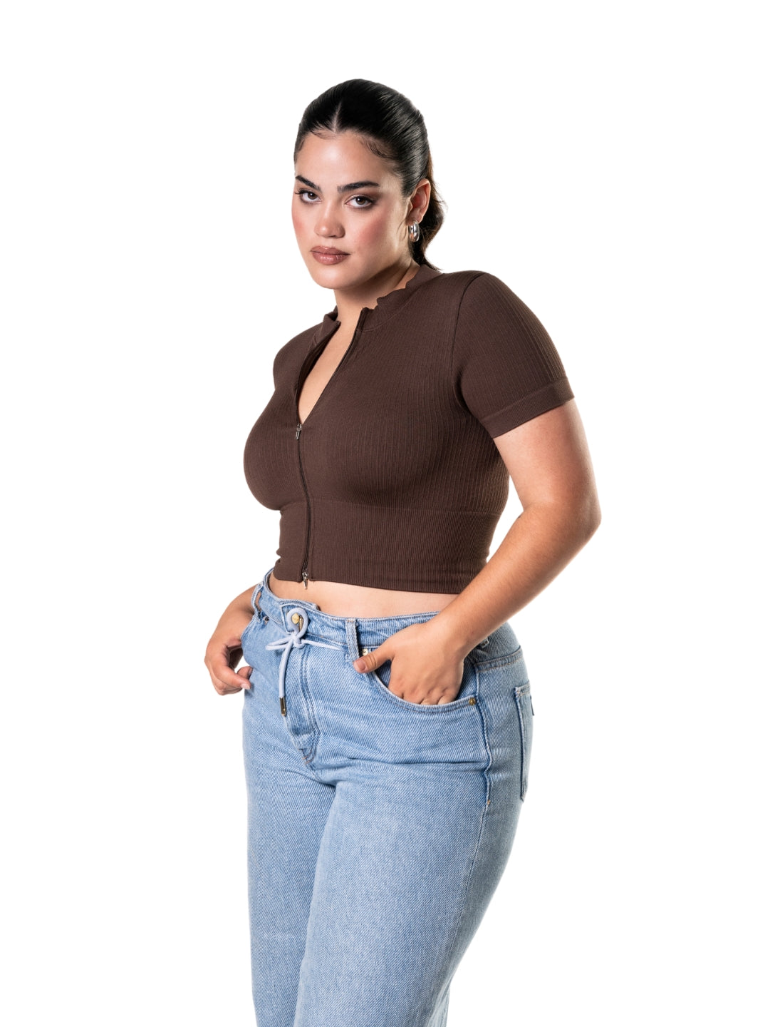Ribbed Zip Crop Top – Sportlich, formend & mega bequem