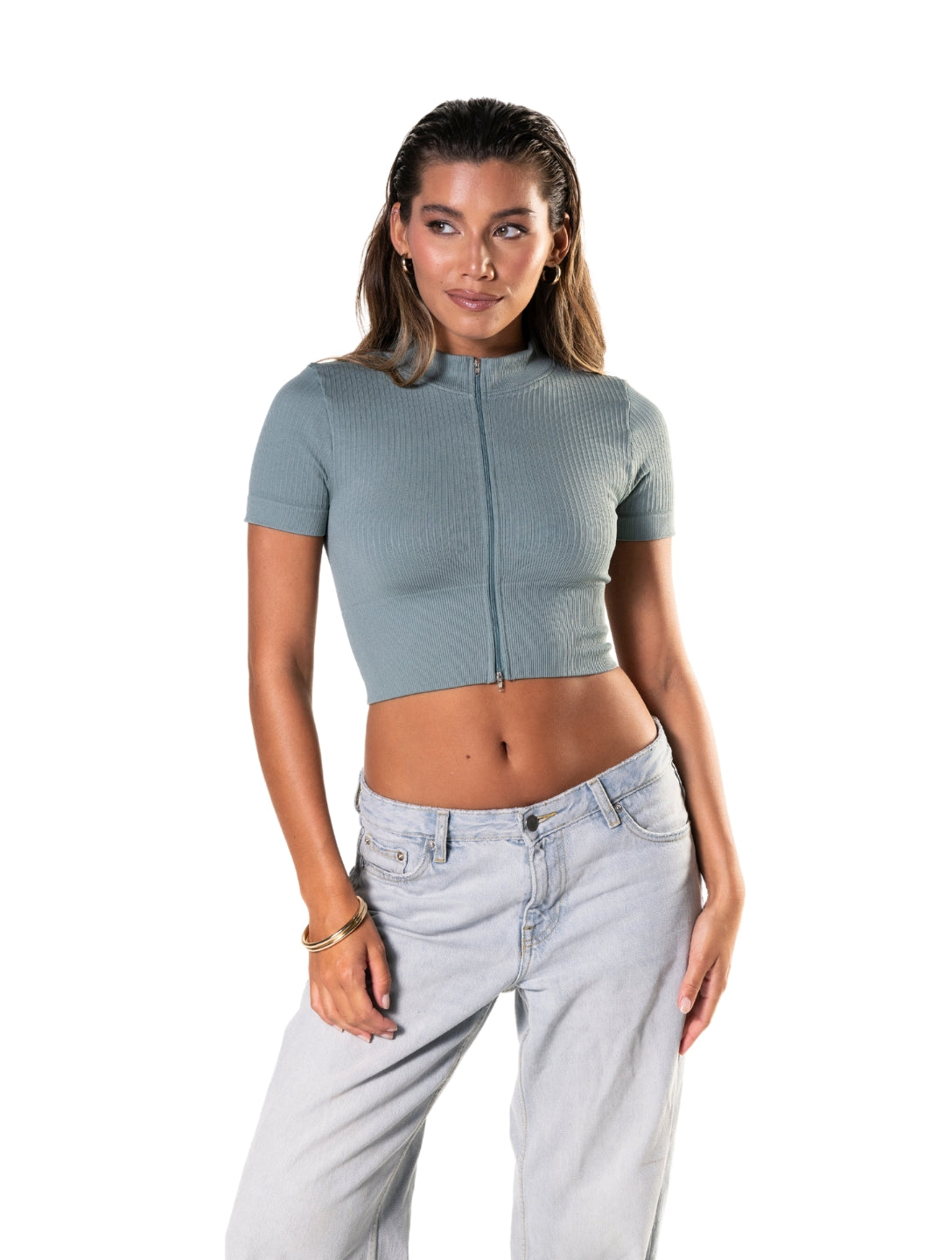 Ribbed Zip Crop Top – Sportlich, formend & mega bequem