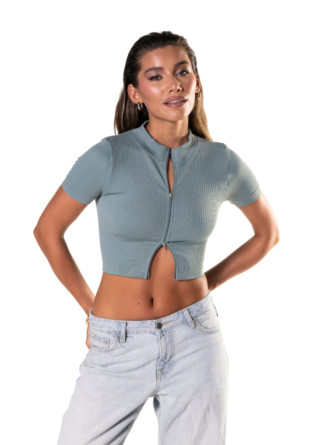 Ribbed Zip Crop Top – Sportlich, formend & mega bequem