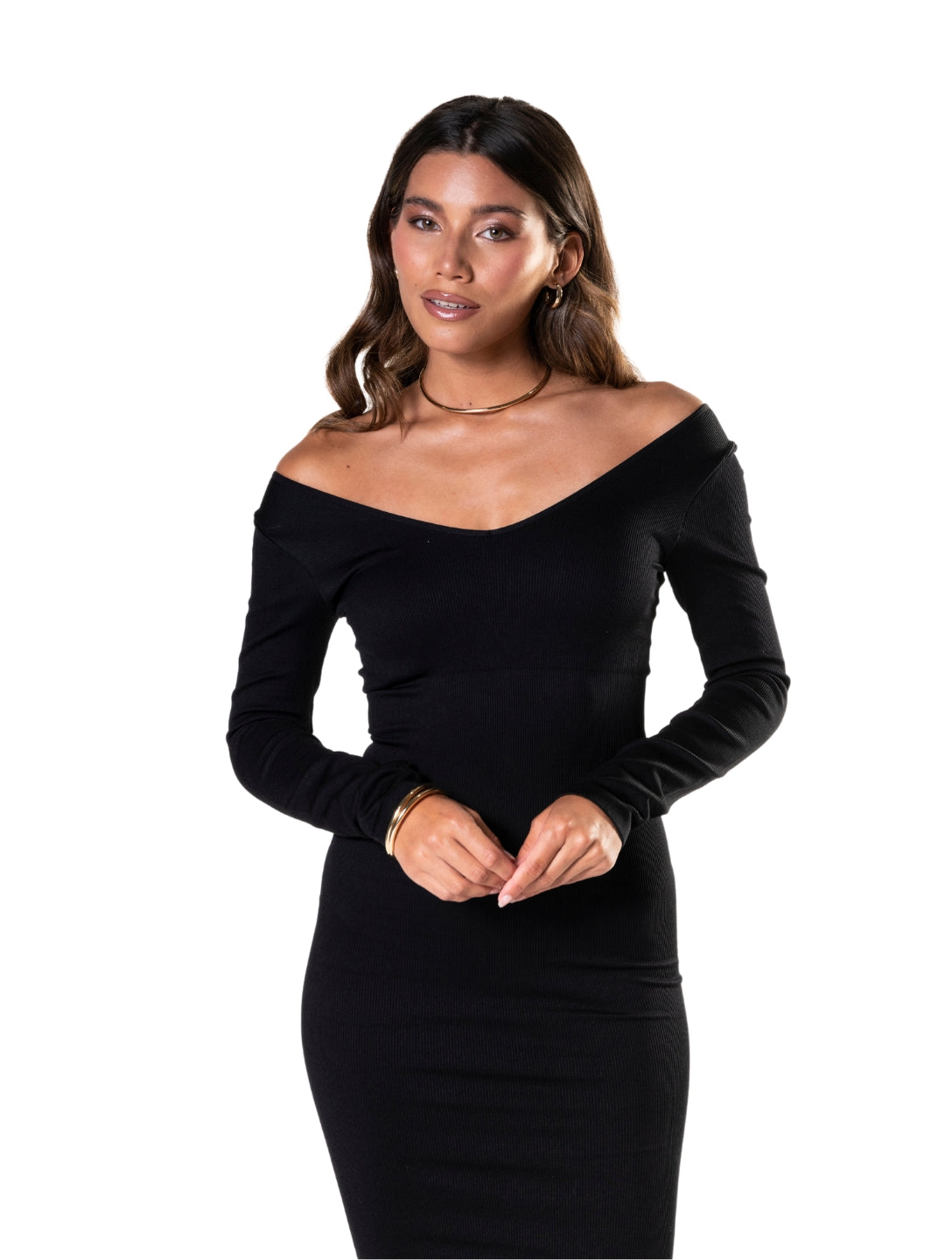 V-Neck Long Sleeve Dress – Elegant, formend & zeitlos