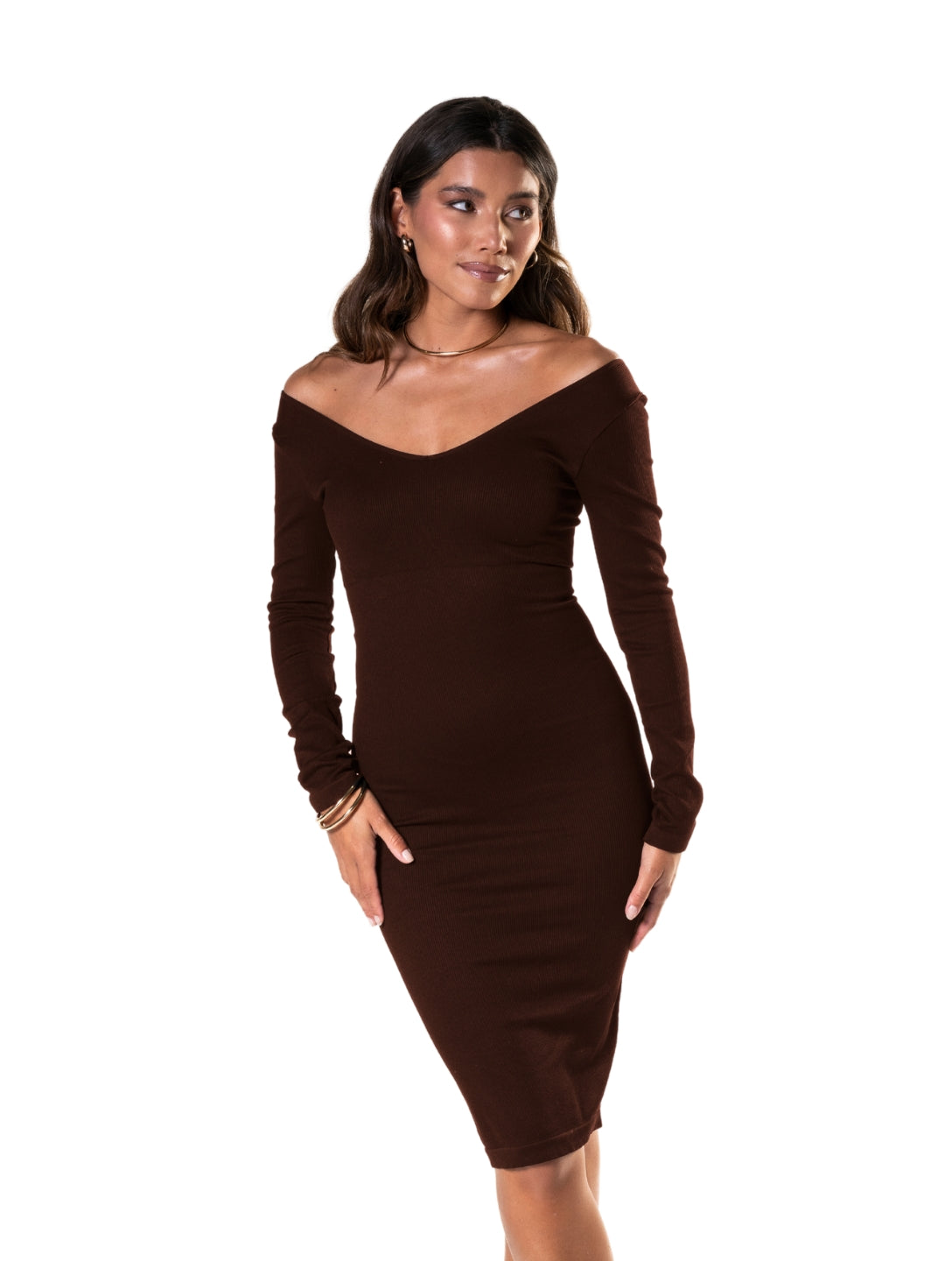 V-Neck Long Sleeve Dress – Elegant, formend & zeitlos