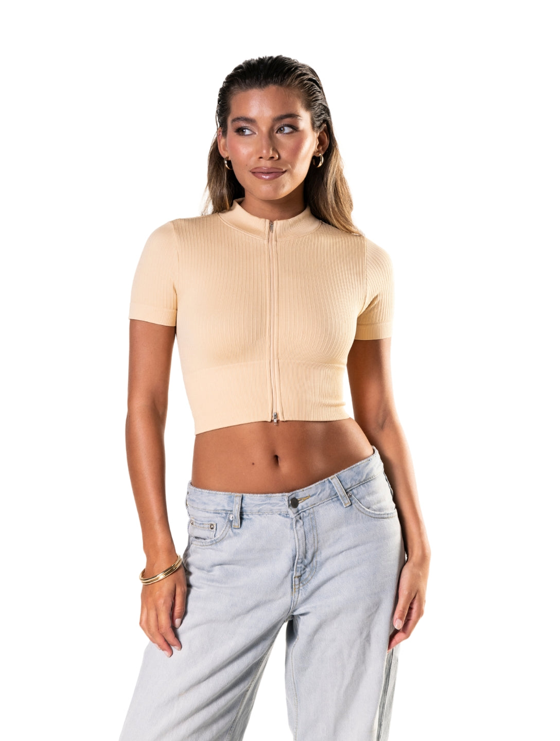 Ribbed Zip Crop Top – Sportlich, formend & mega bequem