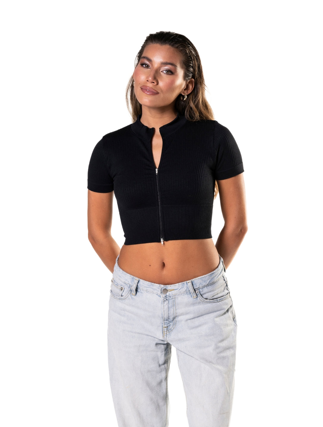 Ribbed Zip Crop Top – Sportlich, formend & mega bequem