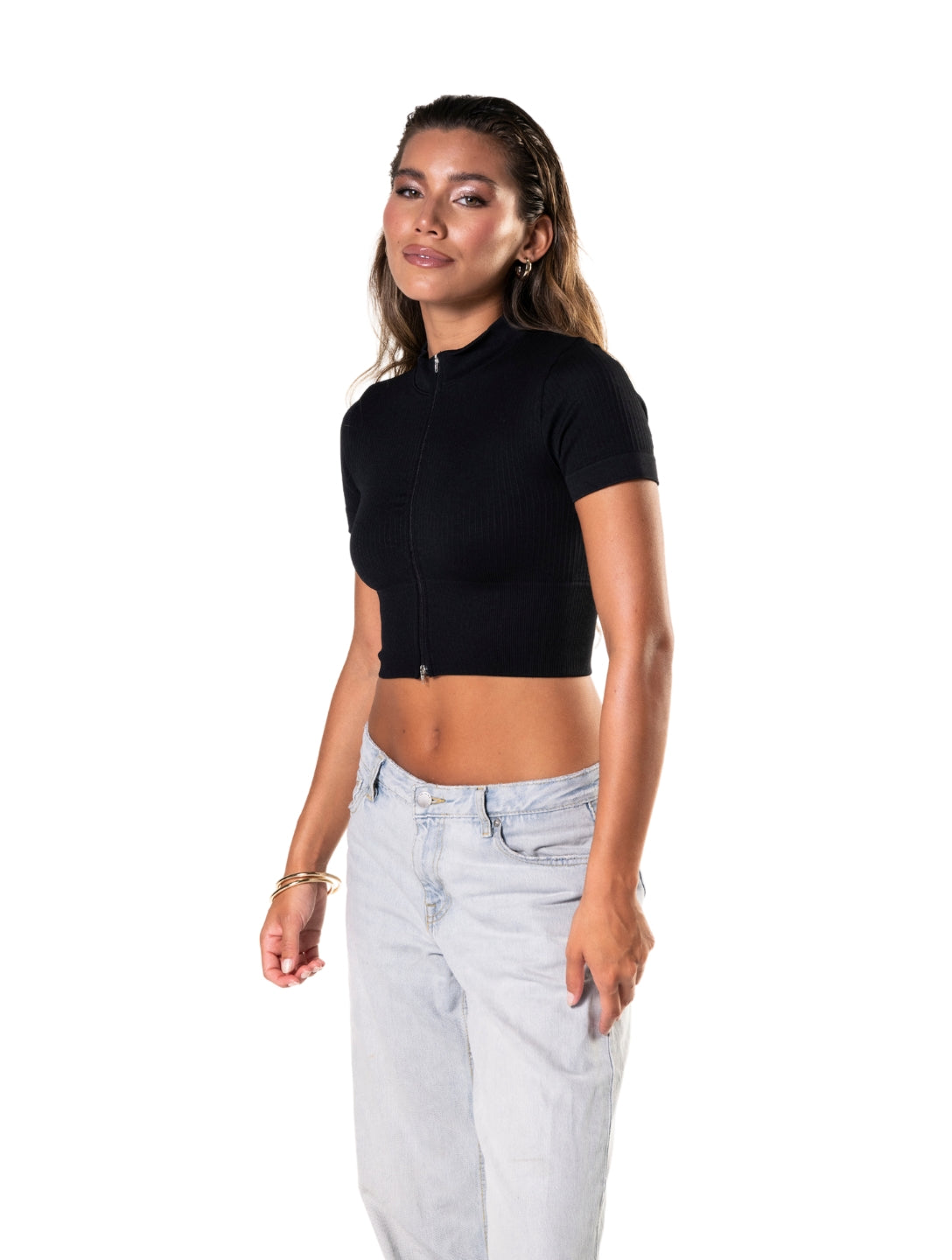 Ribbed Zip Crop Top – Sportlich, formend & mega bequem