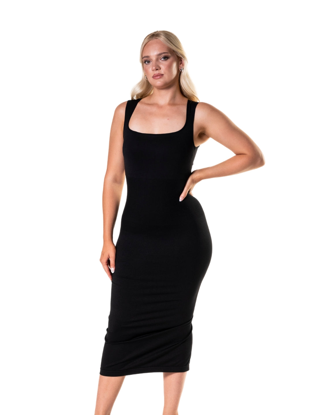 Square Neck Midi Dress – Elegant, formend & vielseitig