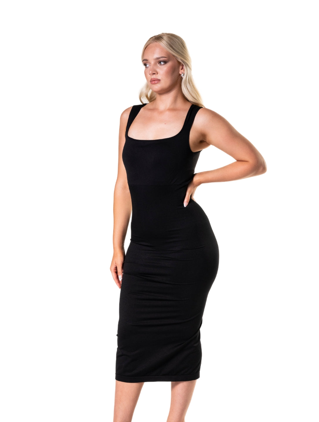 Square Neck Midi Dress – Elegant, formend & vielseitig