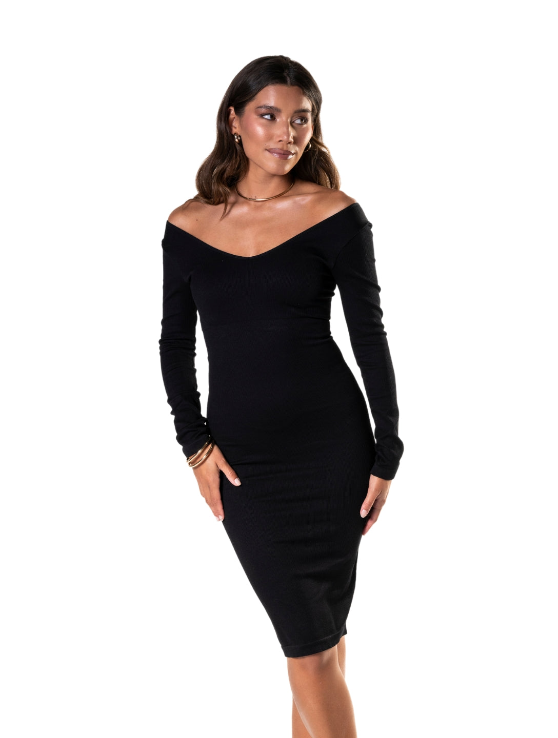 V-Neck Long Sleeve Dress – Elegant, formend & zeitlos