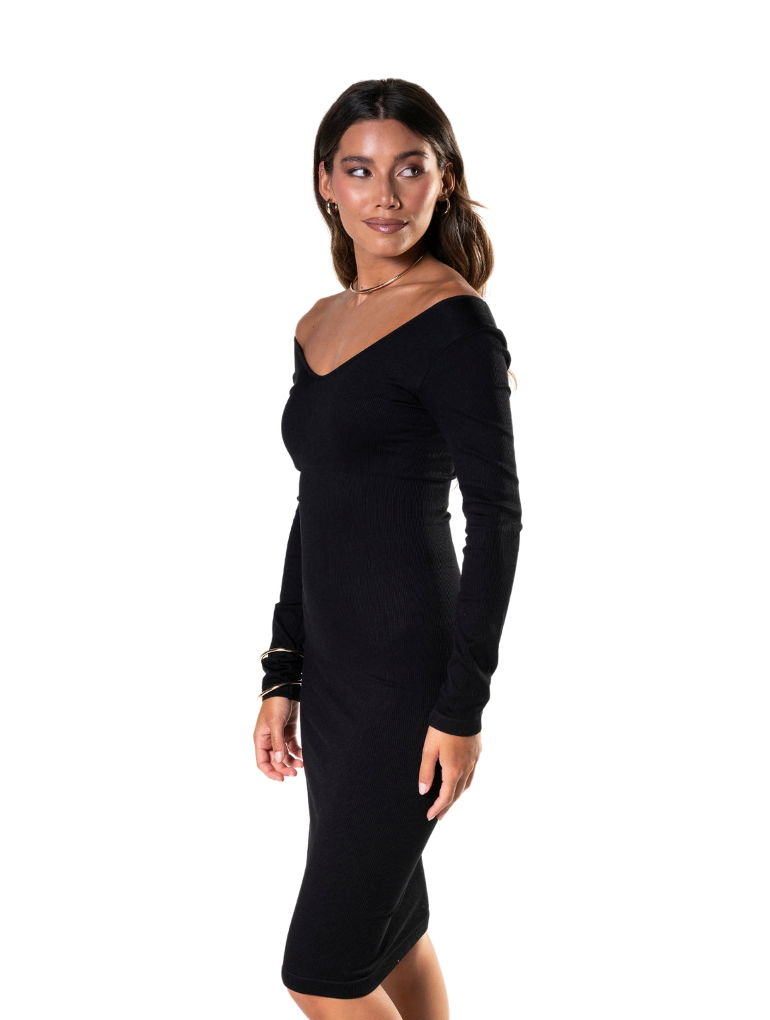 V-Neck Long Sleeve Dress – Elegant, formend & zeitlos