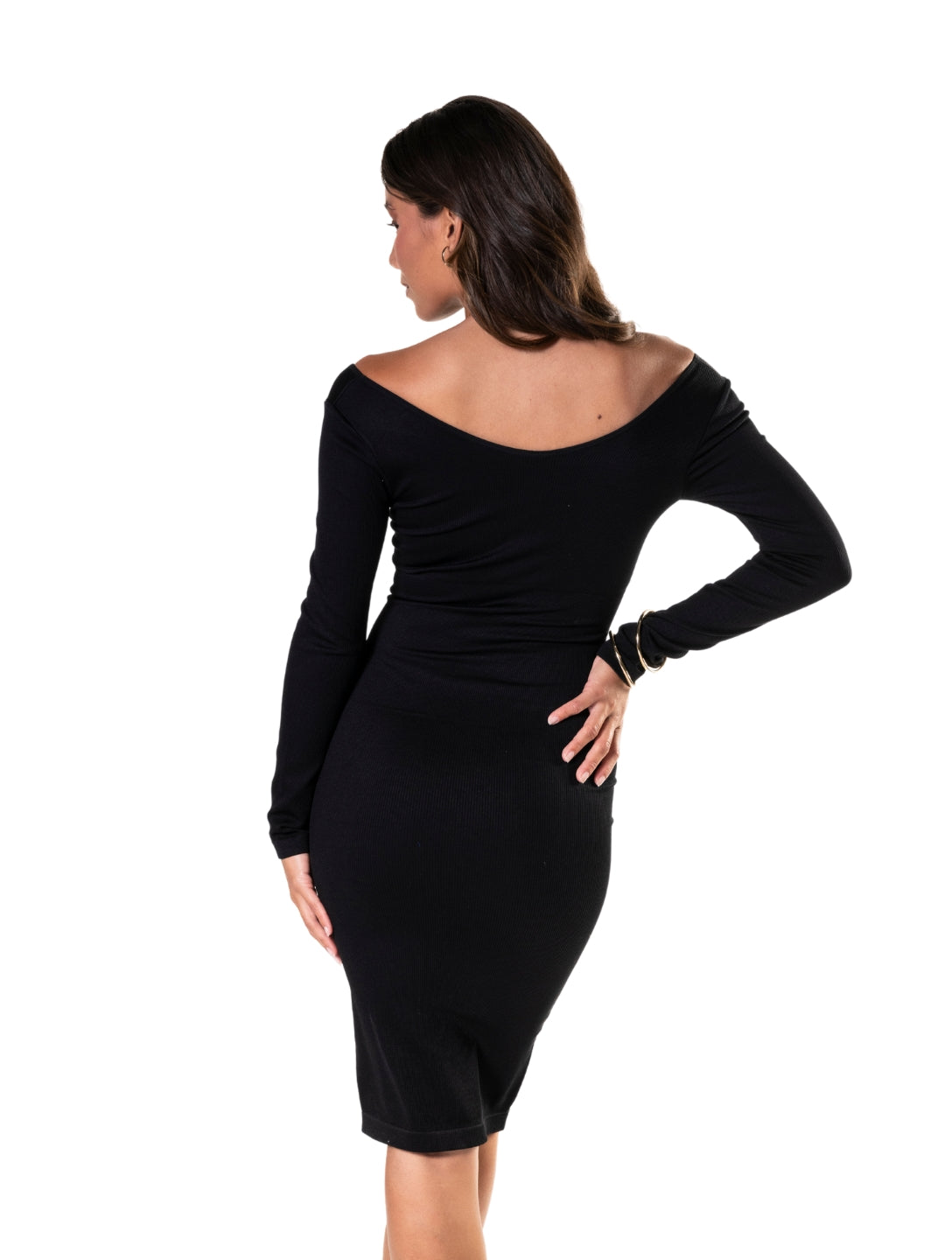 V-Neck Long Sleeve Dress – Elegant, formend & zeitlos