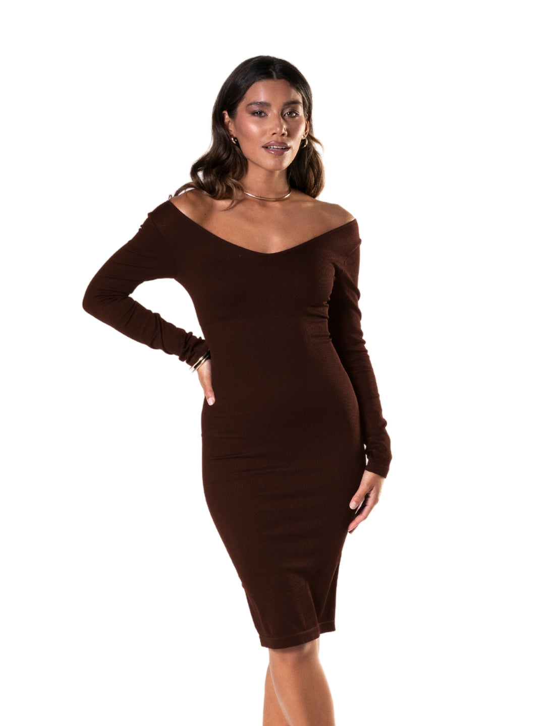 V-Neck Long Sleeve Dress – Elegant, formend & zeitlos