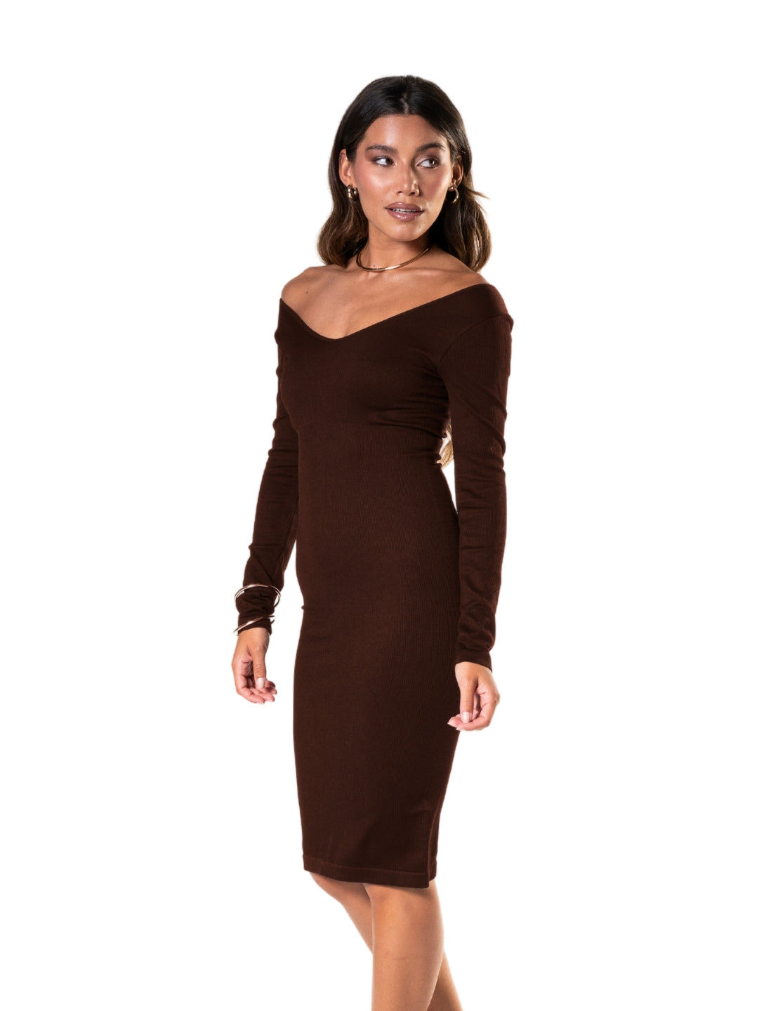 V-Neck Long Sleeve Dress – Elegant, formend & zeitlos